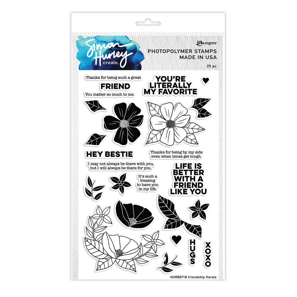 Ranger Ink Ranger • Simon Hurley erstellen. Fotopolymer-Freundschaftsstempel mit Blumenmuster