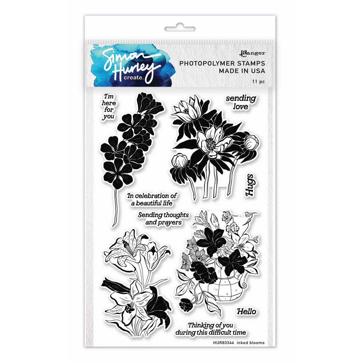 Ranger Ink Ranger • Simon Hurley erstellen. Photopolymer-Stempel mit eingefärbten Blüten