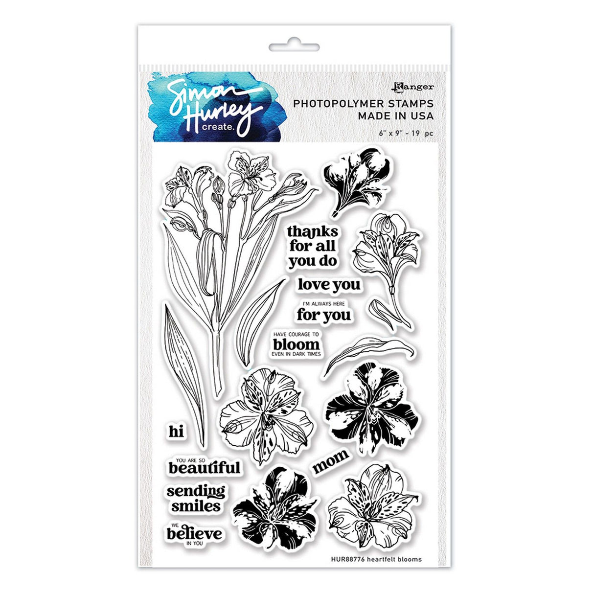 Ranger Ink Ranger • Simon Hurley erstellen. Fotopolymerstempel 15,2x22,9cm Herzliche Blüten