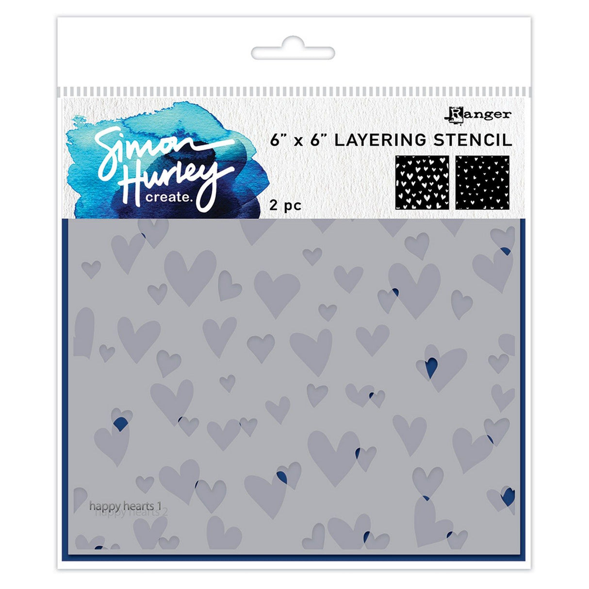 Ranger Ink Ranger • Simon Hurley erstellt Layering-Schablonen „Happy Hearts“, 2 Stück