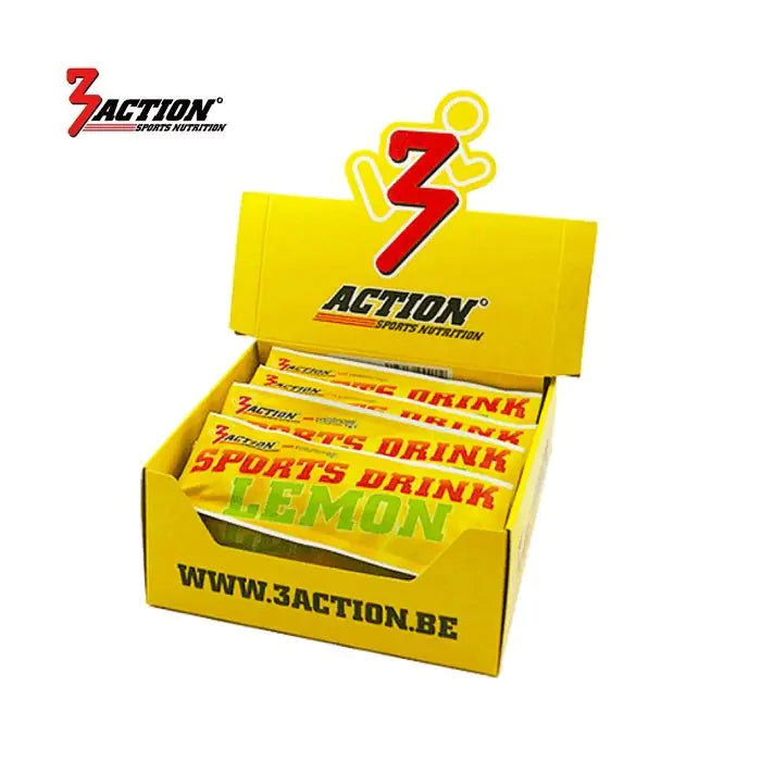 3action Sportgetränk Zitronensäckchen 30 Gramm – Displaybox 25 Stück – 1202000001
