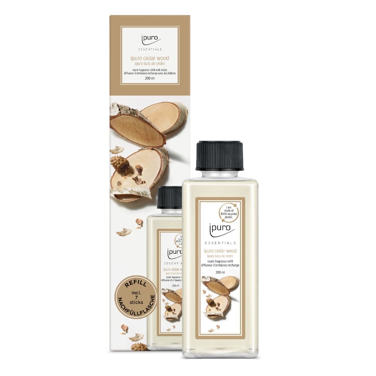 Ipuro Duftdiffusor-Nachfüllung aus Zedernholz, 200 ml