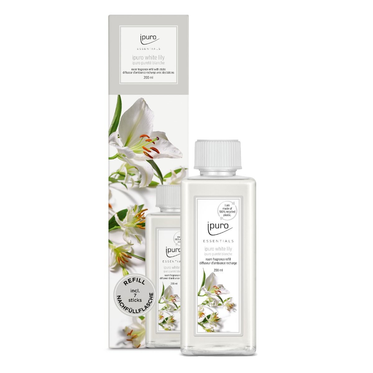 Ipuro Duftdiffusor-Nachfüllung, weiße Lilie, 200 ml
