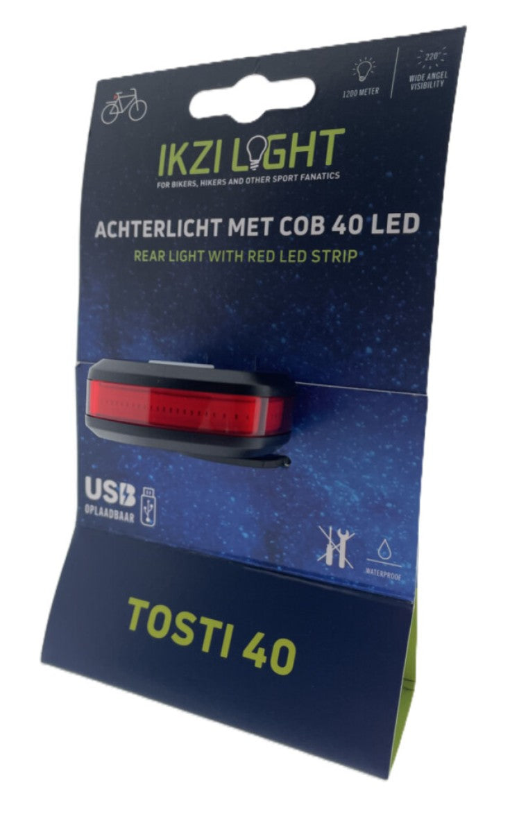 Ikzilight Rücklicht Sandwich 40 Cob LED, USB wiederaufladbar