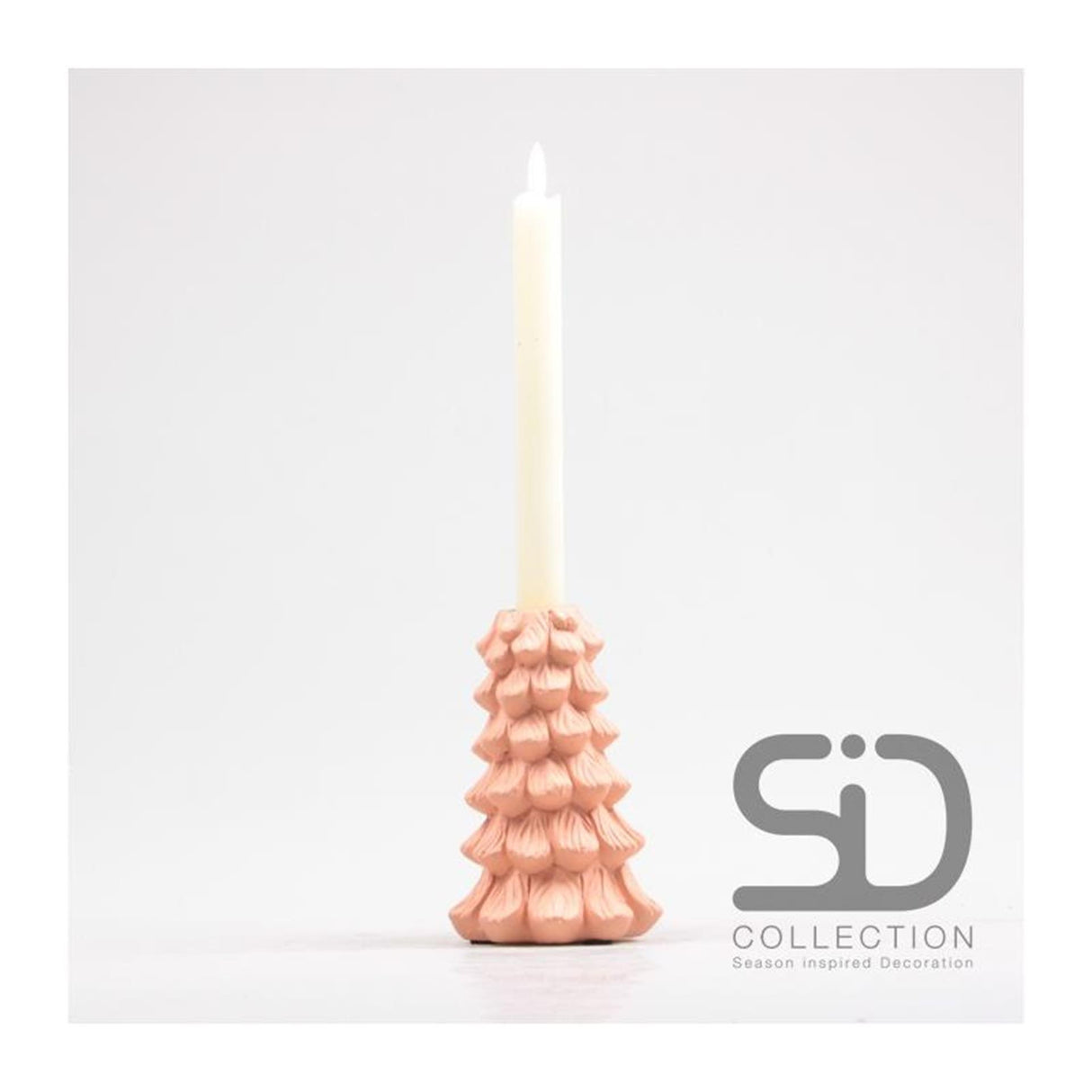 Season inspired decoration kaarsenstandaard 10x10x15 beigerood
