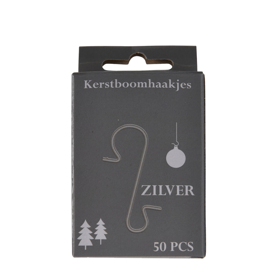 Basic Weihnachtsbaumhaken silberfarben 50 Stück