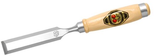 Kirschenmeißel | Schnittb. 12 mm + 2 Spannwerkzeuge aus Stahl. | Griff aus Weißbuchenholz Ulmer Form | 1 Stück - 1001012 1001012
