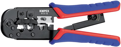 Knipex Crimpzange 97 51 10 sb (blau rot, RJ-11 12 und RJ-45 Stecker)
