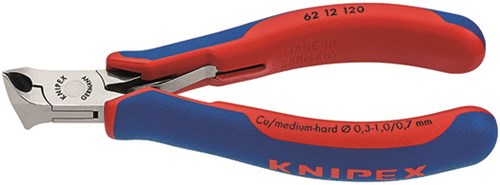 Knipex Elektronik-Schneidzange mit abgewinkeltem Kopf mit Mehrkomponentengriffen 120 mm - 6212120