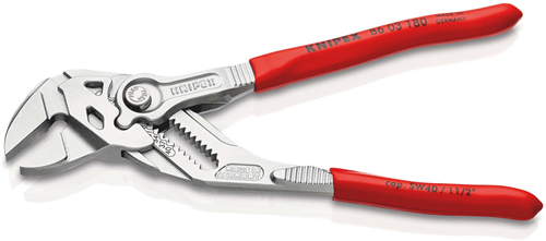 Knipex Schraubenschlüsselzange | 180mm Länge | Zange und Schraubenschlüssel in einem | kunststoffbeschichtet | verchromt - 86 03 180 sb