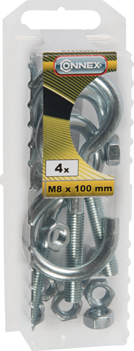 Connex Wäscheleinenhakenschraube M8x100 * 4 Stück VZ - KY5180001