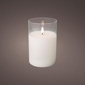 Enzo led flakkerkaars in glas 10x15cm wit - 5509680