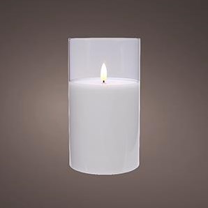 Enzo led flakkerkaars in glas 7,5x12,5cm wit - 5509660