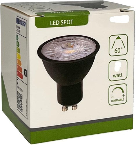 Enzo led spot gu10 230v 5-50w 60gr zwart 4000k dimbaar - led0642