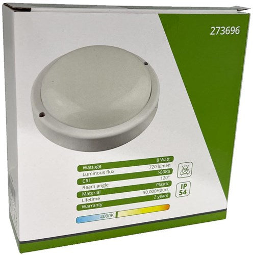 Enzo led wandlamp 8w rond bulkhead wit 4000k - 5082105