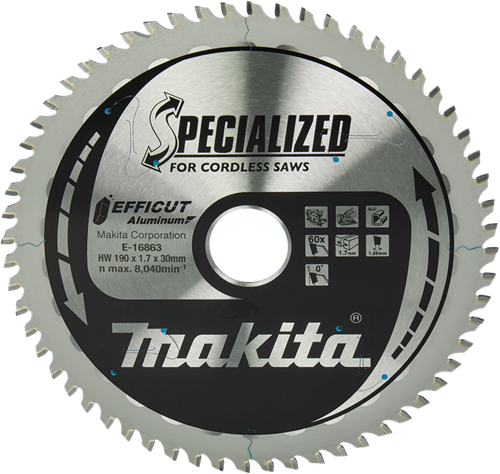 Makita Zubehör Kapp- und Kreissägeblatt Aluminium | Wirkung 190x30(20)mm 60t 0g - e-16863 e-16863