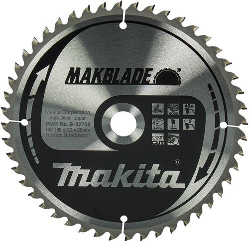 Makita Zubehör Kappsägeblatt | Holz | 190x20x2,2 48t 5g - b-32758