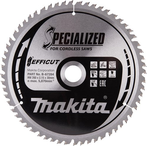 Makita Zubehör Kappsägeblatt Holz Efficut 260x30x2,15 60t 10g – B-67284