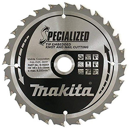 Makita Zubehör Makita B-33093 Kreissägeblatt Holz (Astnagel) | spezialisiert | 165x20mm | 24 Zähne