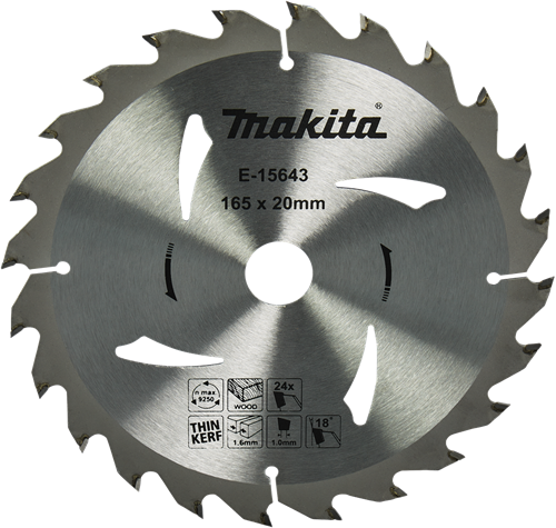 Zubehör für Makita-Kreissägeblätter für Holz | ø 165mm Achsloch 20mm 24t - e-15643