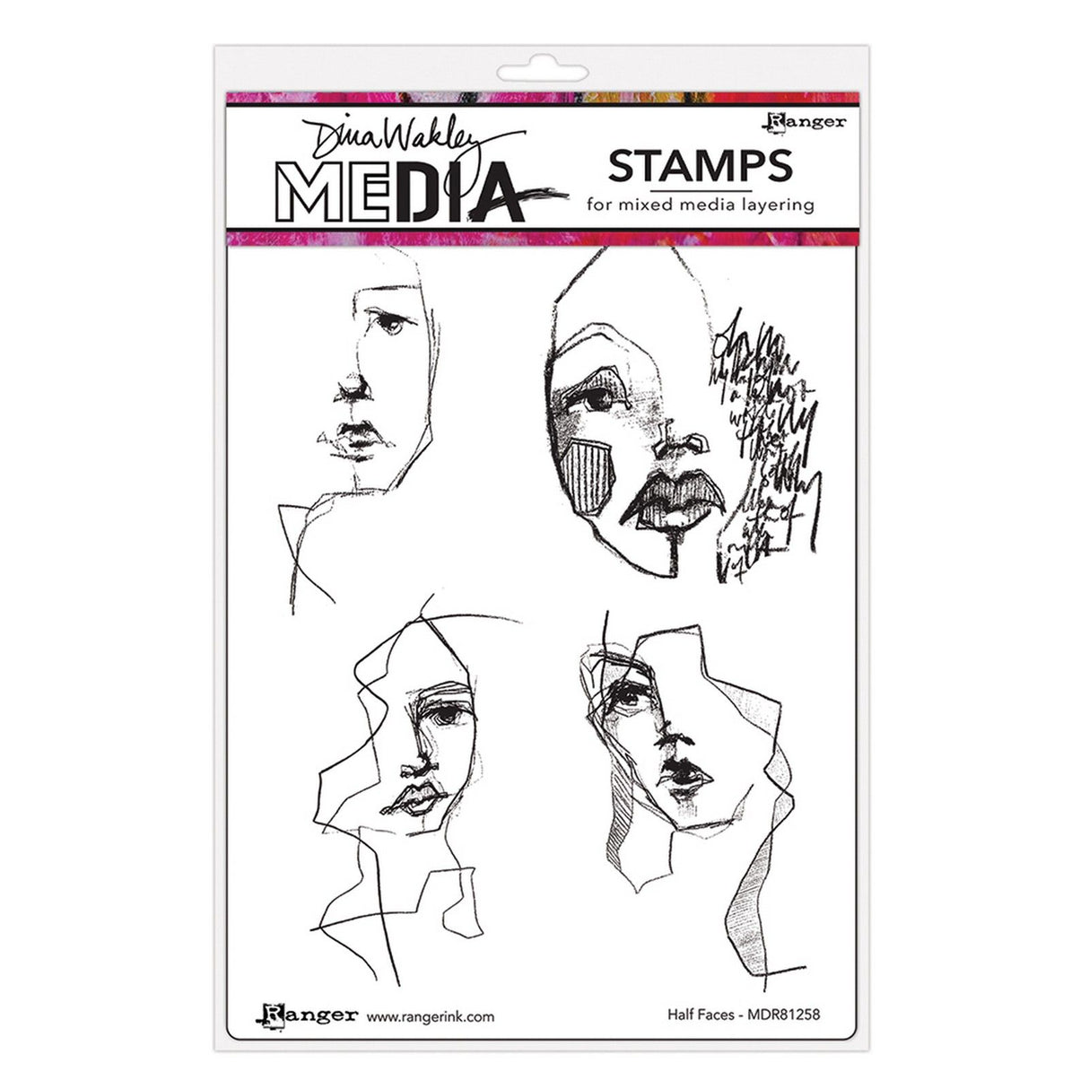 Ranger ink ranger • dina wakley media cling stamps half faces