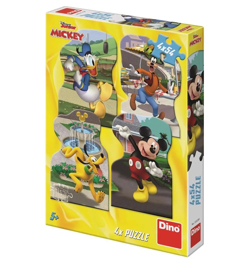 Dinotoys Dino-Puzzle – Disney Junior Mickey in der Stadt – 4 x 54 Teile