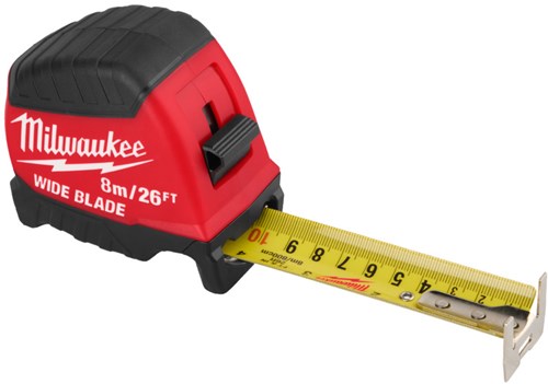 Milwaukee Maßband | breite Klinge | 26 Fuß 8 m x 35 mm – 4932499206