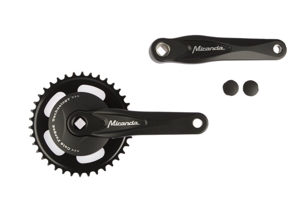 Miranda Crankkel Alfa 1 38t, Kurbellänge 170 mm. Schwarz, Aluminium, Spieloos. Scheibe