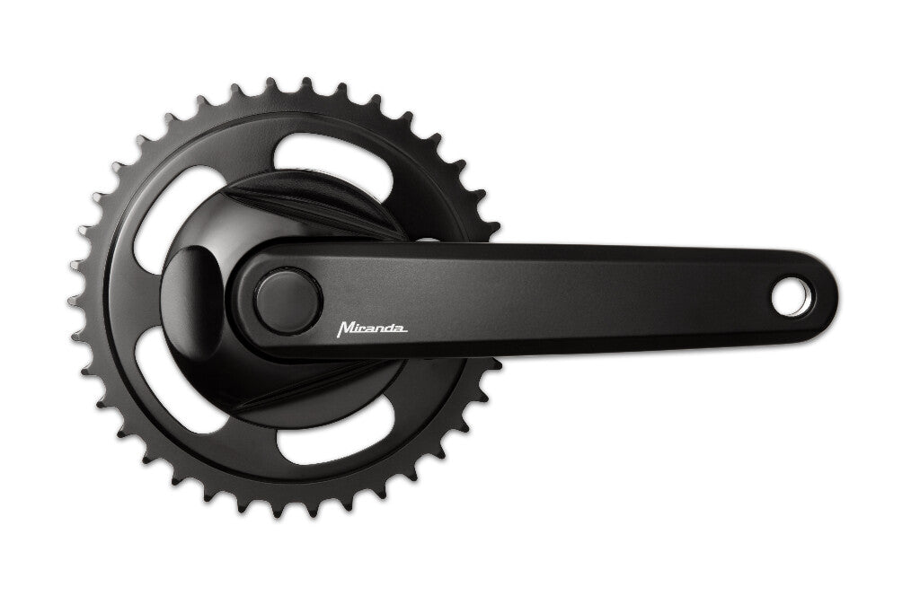 Miranda Delta-Kurbelgarnitur 38 Zähne + Scheibe 9,5 cm, schwarz