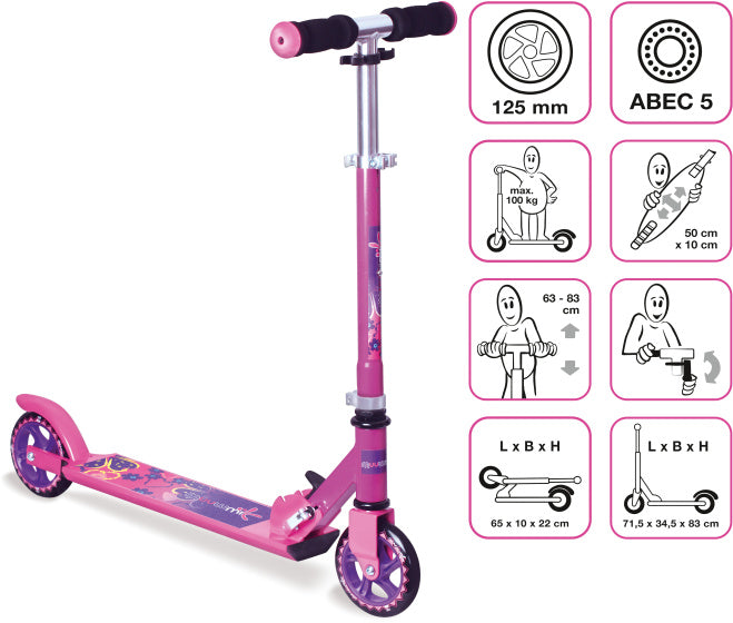Muuwmi 2-Radkinder faltbares Fußbremse Pink Purple