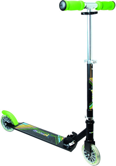 Muuwmi Neon 2-Rad-Kindstep LED Faltbares Fußbremse schwarz grün