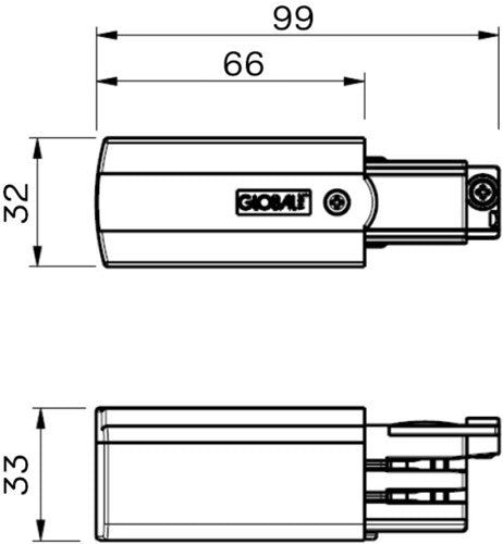 Nordisches Verbindungsstück für. Schiene Aluminium links 3-phasig 5050014