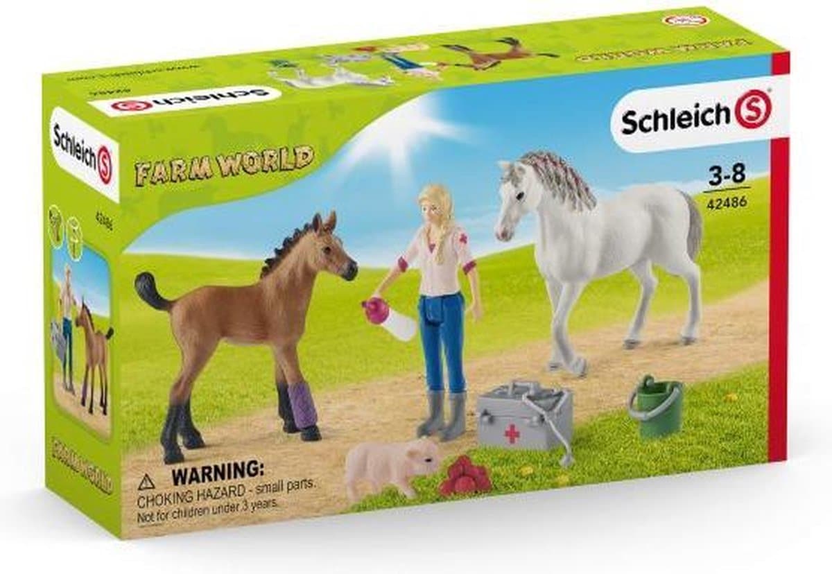 Schleich 42486 Tierarztbesuch bei Stute und Fohlen