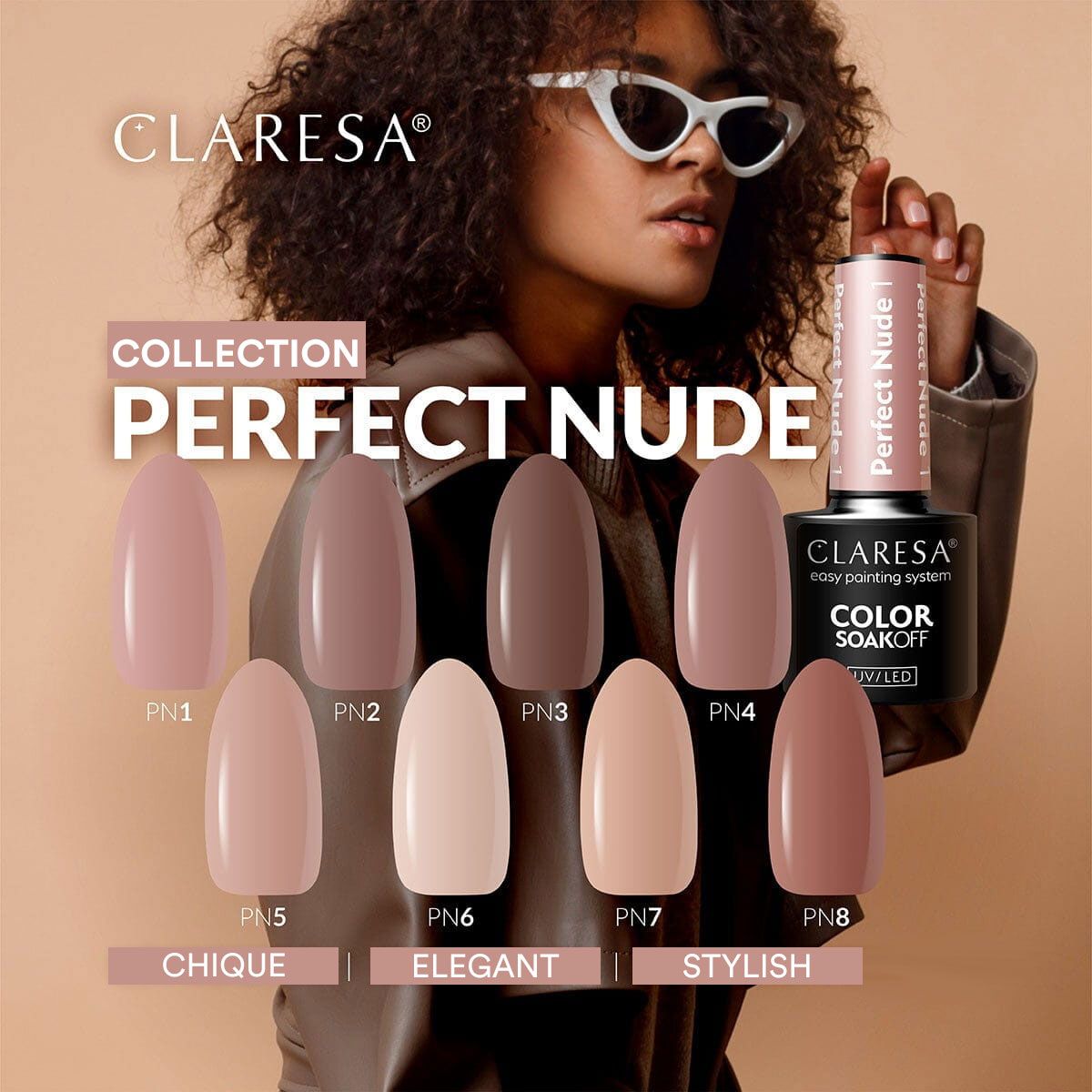 Claresa UV-LED-Gel-Nagellack, 5 ml, Perfect Nude 8