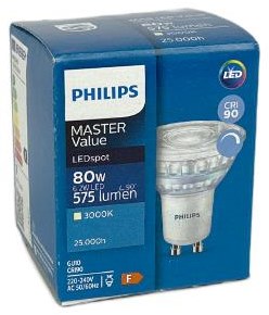 Philips led spot gu10 6,2-80w 3000k dimbaar - led3453
