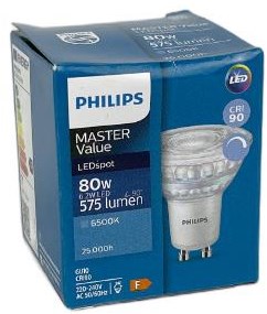 Philips led spot gu10 6,2-80w 6500k dimbaar - led3455