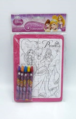 Van der Doelen Disney Princess-Puzzle zum Ausmalen, 28 Teile mit Buntstiften