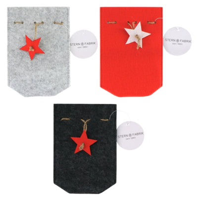Stern Fabrik Geschenkverpackung Weihnachtsfilz 18 cm 3-fach sortiert | 48 Stück