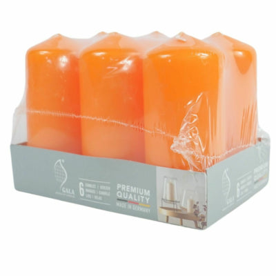 Gala-Stumpenkerzen orange 5,8 x 12,5 cm 6 Stück | 4 Stück