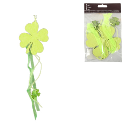 Anhänger vierblättriges Kleeblatt grün 40 cm | 32 Stück