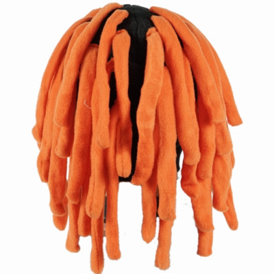 Schwarzer Hut mit orangefarbenen Haaren 40 cm | 12 Stück