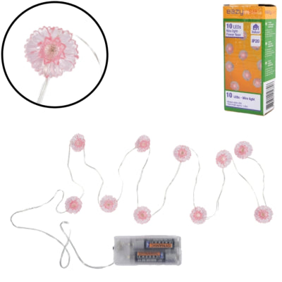 Lichterkette rosa Blumen LED auf Batterie 120 cm | 25 Stück