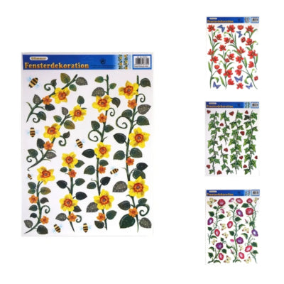 Fensteraufkleber Blumen 42 cm 4-fach sortiert | 50 Stück