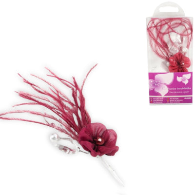 Corsage Kunstblume bordeaux 14 cm | 24 Stück
