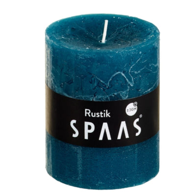 Spaas(r) Stumpenkerze rustikal türkis 7 x 8 cm | 16 Stück