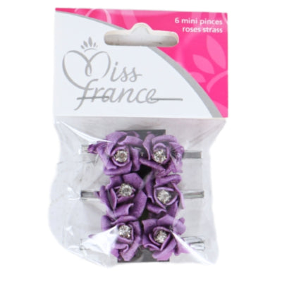Klemme mit Blume lila 2,5 cm 6er-Set | 24 Stück