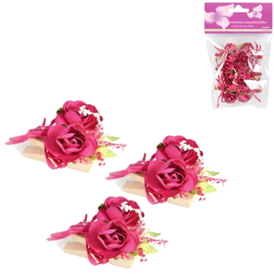 Künstliche Blume auf Stift rosa 6er-Set | 24 Stück