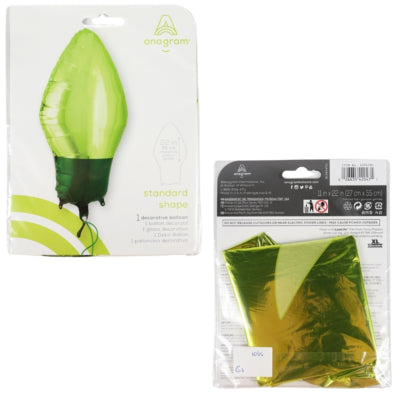 Amscan Folienballon Weihnachtslampe grün 55 cm | 25 Stück