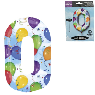 Amscan Folienballon Zahl 0 Helium geeignet 88 cm | 40 Stück