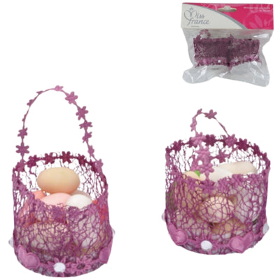 Mini-Geschenkverpackungskörbe lila 10 cm 2 Stück | 24 Stück